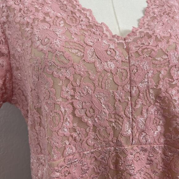 VTG Dialogue Top Womens Large Pink Lace Babydoll Fairy Y2K Soft Girl Romantic - Picture 2 of 8